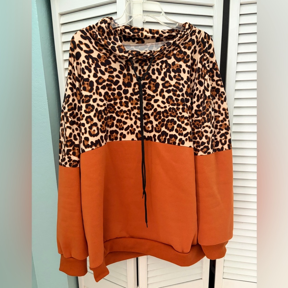 SHEIN Curve Cozy Rust Orange Pullover Hoodie